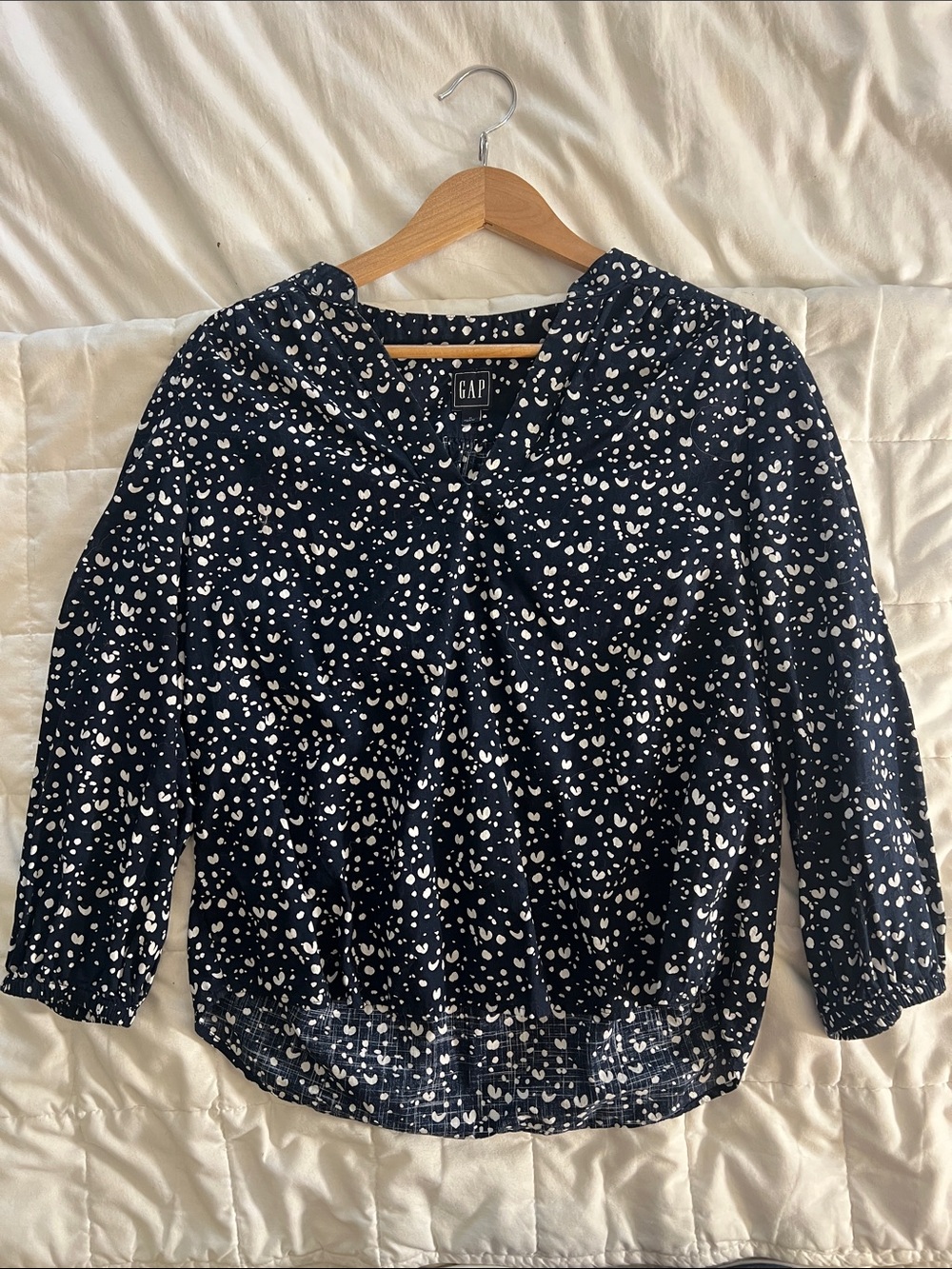 GAP Navy Blouse with White Dot Print Women’s